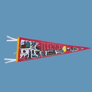 Vintage 70s Illinois Felt Flag Pennant